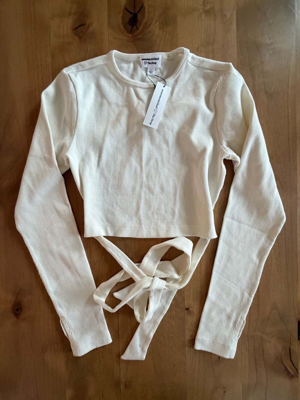 monetmcmichael x The Drop Whisper White Open Back Rib Top L